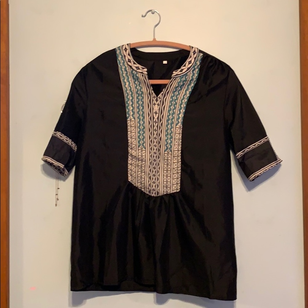 Medium Black and Patterned Blouse